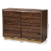 Baxton Studio Cormac Modern and Contemporary Walnut Brown Finished Wood and Gold Metal 8-Drawer Dresser - BSOLV28COD28232-Walnut-8DW-Dresser