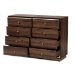 Baxton Studio Cormac Modern and Contemporary Walnut Brown Finished Wood and Gold Metal 8-Drawer Dresser - BSOLV28COD28232-Walnut-8DW-Dresser