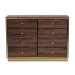 Baxton Studio Cormac Modern and Contemporary Walnut Brown Finished Wood and Gold Metal 8-Drawer Dresser - BSOLV28COD28232-Walnut-8DW-Dresser