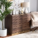 Baxton Studio Cormac Modern and Contemporary Walnut Brown Finished Wood and Gold Metal 8-Drawer Dresser - BSOLV28COD28232-Walnut-8DW-Dresser