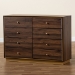Baxton Studio Cormac Modern and Contemporary Walnut Brown Finished Wood and Gold Metal 8-Drawer Dresser - BSOLV28COD28232-Walnut-8DW-Dresser
