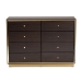 Baxton Studio Cormac Modern and Contemporary Espresso Brown Finished Wood and Gold Metal 8-Drawer Dresser - BSOLV28COD28232-Modi Wenge-8DW-Dresser