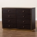 Baxton Studio Cormac Modern and Contemporary Espresso Brown Finished Wood and Gold Metal 8-Drawer Dresser - BSOLV28COD28232-Modi Wenge-8DW-Dresser