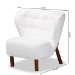 Baxton Studio Cabrera Modern and Contemporary White Boucle Upholstered and Walnut Brown Finished Wood Accent Chair - BSO2011-White/Walnut-CC