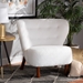 Baxton Studio Cabrera Modern and Contemporary White Boucle Upholstered and Walnut Brown Finished Wood Accent Chair - BSO2011-White/Walnut-CC