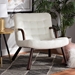 Baxton Studio Eisa Modern and Contemporary White Sherpa Upholstered and Walnut Brown Finished Wood Accent Chair - BSO2017-White/Walnut-CC