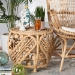 bali & pari Saranna Modern Bohemian Natural Brown Finished Rattan End Table - BSORT011-Rattan-ET