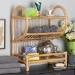 bali & pari Liora Modern Bohemian Natural Brown Finished Rattan 3-Tier Display Shelf - BSORBS009-Rattan-Shelf