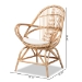 bali & pari Jayden Modern Bohemian White Fabric Upholstered and Natural Brown Finished Rattan Accent Chair - BSOJayden-Rattan-CC