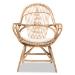 bali & pari Jayden Modern Bohemian White Fabric Upholstered and Natural Brown Finished Rattan Accent Chair - BSOJayden-Rattan-CC