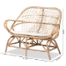 bali & pari Jayden Modern Bohemian White Fabric Upholstered and Natural Brown Finished Rattan Loveseat - BSOJayden-Rattan-LS