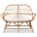 bali & pari Jayden Modern Bohemian White Fabric Upholstered and Natural Brown Finished Rattan Loveseat - BSOJayden-Rattan-LS