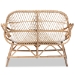 bali & pari Jayden Modern Bohemian White Fabric Upholstered and Natural Brown Finished Rattan Loveseat - BSOJayden-Rattan-LS