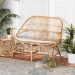 bali & pari Jayden Modern Bohemian White Fabric Upholstered and Natural Brown Finished Rattan Loveseat - BSOJayden-Rattan-LS