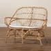 bali & pari Jayden Modern Bohemian White Fabric Upholstered and Natural Brown Finished Rattan Loveseat - BSOJayden-Rattan-LS