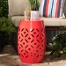 Baxton Studio Hallie Modern and Contemporary Red Finished Metal Outdoor Side Table - BSOH01-101371 Red Metal Side Table