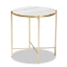 Baxton Studio Maddock Modern and Contemporary Gold Finished Metal End Table with Marble Tabletop