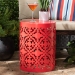 Baxton Studio Jamila Modern and Contemporary Red Finished metal Outdoor Side Table - BSOH01-104258 Red Metal Side Table