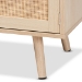 Baxton Studio Sebille Mid-Century Modern Light Brown Finished Wood 2-Door TV Stand with Natural Rattan - BSOLCF19046-Rattan-TV Stand