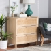 Baxton Studio Sebille Mid-Century Modern Light Brown Finished Wood 3-Drawer Storage Cabinet with Natural Rattan - BSOLC21020906-Rattan-3DW-Cabinet