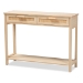 Baxton Studio Sebille Mid-Century Modern Light Brown Finished Wood 2-Drawer Console Table with Natural Rattan