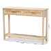Baxton Studio Sebille Mid-Century Modern Light Brown Finished Wood 2-Drawer Console Table with Natural Rattan - BSOLC21020907-Rattan-2DW-Console Table