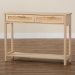 Baxton Studio Sebille Mid-Century Modern Light Brown Finished Wood 2-Drawer Console Table with Natural Rattan - BSOLC21020907-Rattan-2DW-Console Table