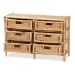 bali & pari Dariana Modern Bohemian Natural Brown Rattan 6-Drawer Storage Cabinet - BSORBS018-Rattan-6DW-Cabinet