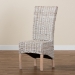 bali & pari Trianna Rustic Transitional Whitewashed Rattan and Natural Brown Finished Wood Dining Chair - BSOFlorence Highback-White Washed-DC