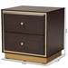 Baxton Studio Cormac Mid-Century Modern Transitional Dark Brown Finished Wood and Gold Metal 2-Drawer Nightstand - BSOLV28ST28240-Modi Wenge-NS
