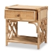 bali & pari Camara Modern Bohemian Natural Brown Rattan 1-Drawer Nightstand - BSOWS001-Rattan-NS