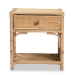 bali & pari Camara Modern Bohemian Natural Brown Rattan 1-Drawer Nightstand - BSOWS001-Rattan-NS