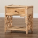 bali & pari Camara Modern Bohemian Natural Brown Rattan 1-Drawer Nightstand - BSOWS001-Rattan-NS