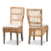 Baxton Studio Sullivan Modern Bohemian Natural Brown Rattan 2-Piece Dining Chair Set