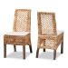 Baxton Studio Argos Modern Bohemian  Natural Brown Rattan 2-Piece Dining Chair Set