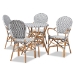 Baxton Studio Naila Classic French Black and White Plastic and Natural Brown Rattan 5-Piece Dining Set