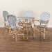 Baxton Studio Naila Classic French Black and White Plastic and Natural Brown Rattan 5-Piece Indoor and Outdoor Bistro Set - BSOMies-Rattan-5PC Dining Set