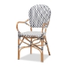 Baxton Studio Naila Classic French Black and White Plastic and Natural Brown Rattan 5-Piece Indoor and Outdoor Bistro Set - BSOMies-Rattan-5PC Dining Set