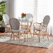 Baxton Studio Naila Classic French Black and White Plastic and Natural Brown Rattan 5-Piece Indoor and Outdoor Bistro Set - BSOMies-Rattan-5PC Dining Set