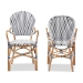 bali & pari Naila Classic French Black and White Weaving and Natural Brown Rattan 2-Piece Indoor and Outdoor Bistro Chair Set - BSODC613-Rattan-DC Arm