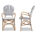 bali & pari Naila Classic French Black and White Weaving and Natural Brown Rattan 2-Piece Indoor and Outdoor Bistro Chair Set - BSODC613-Rattan-DC Arm