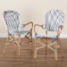 bali & pari Naila Classic French Black and White Weaving and Natural Brown Rattan 2-Piece Indoor and Outdoor Bistro Chair Set - BSODC613-Rattan-DC Arm