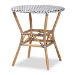 Baxton Studio Tavor Classic French Black and White Weaving and Natural Brown Rattan Dining Table