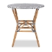 bali & pari Tavor Classic French Black and White Weaving and Natural Brown Rattan Indoor and Outdoor Bistro Table - BSODC613-Rattan-DT