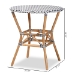 bali & pari Tavor Classic French Black and White Weaving and Natural Brown Rattan Indoor and Outdoor Bistro Table - BSODC613-Rattan-DT