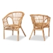 Baxton Studio Alleta Modern Bohemian Natural Brown Rattan 2-Piece Dining Chair Set