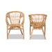 bali & pari Alleta Modern Bohemian Natural Brown Rattan 2-Piece Dining Chair Set - BSO12719-Rattan-DC