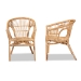 bali & pari Alleta Modern Bohemian Natural Brown Rattan 2-Piece Dining Chair Set - BSO12719-Rattan-DC
