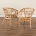 bali & pari Alleta Modern Bohemian Natural Brown Rattan 2-Piece Dining Chair Set - BSO12719-Rattan-DC