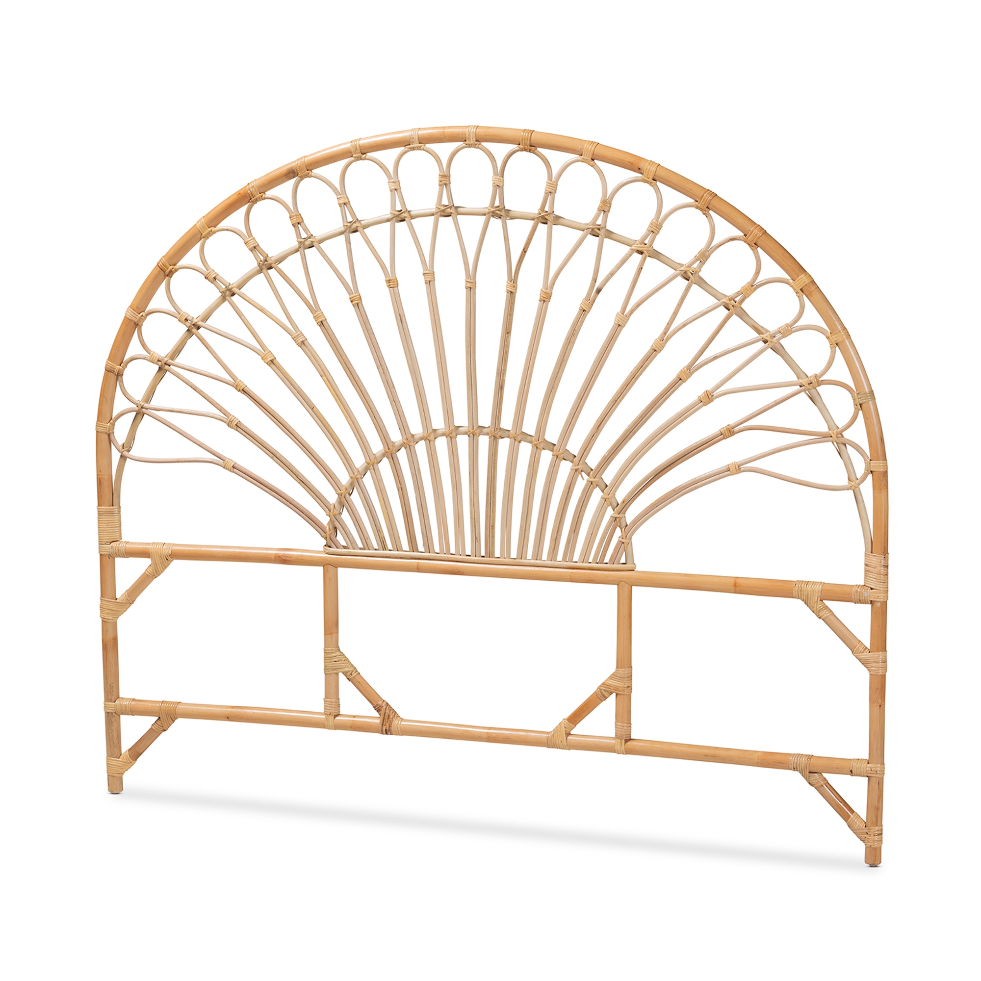 Baxton Studio Devereaux Modern Bohemian Natural Brown Rattan King Size Standalone Headboard